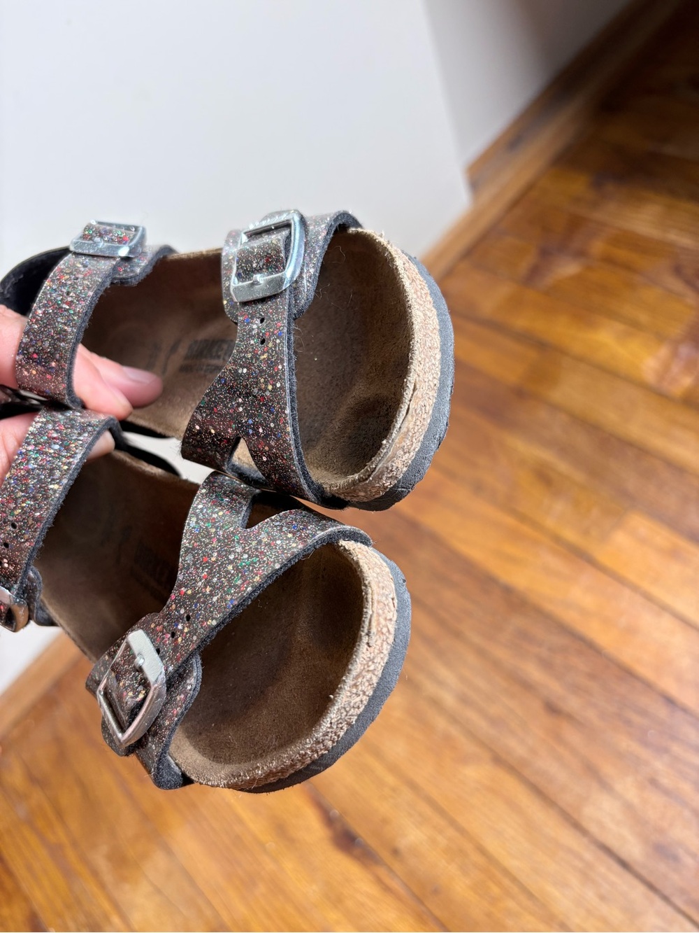 Birkenstock Kids Glitter Buckle Sandals - Black with Multicolor Sparkle - Picture 6 of 9